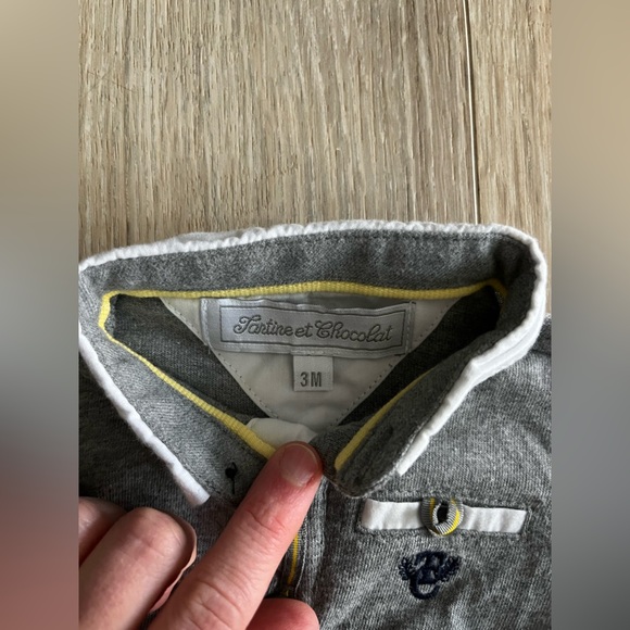 Tartine et Chocolat Baby Grey Polo Shirt - Size 0-3 months - Picture 3 of 6